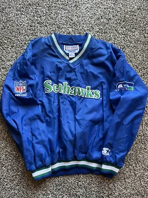 Vintage Seattle Seahawks Starter Pro Line Authentic Pullover Jacket Size XL • $99.99