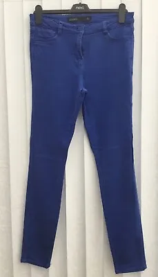 Women’s NEXT Blue Stretch High Waisted Skinny Zipped Leggings -  Size UK 12 Long • £0.99