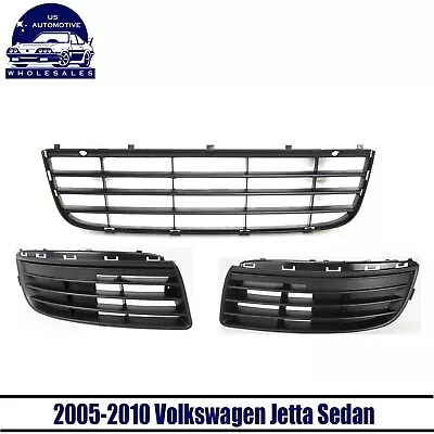 Front Bumper Lower Grille + Fog Light Covers For 2005-10 Volkswagen Jetta Sedan • $60.13