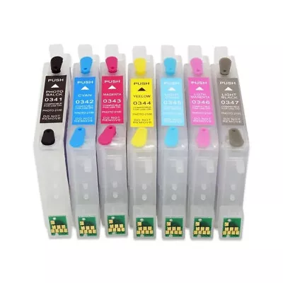 Refillable Ink Cartridge T0341 - T0347 With ARC Chip For Stylus Photo 2100 2200 • $41.79