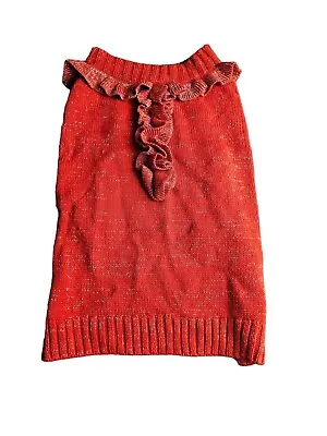 Martha Stewart Pets Dog Sweater Large Red Acrylic Stretch Ruffles • $8.79