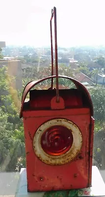 VINTAGE Antique 1900s Pierce Red Railway Lamp Lantern • $450