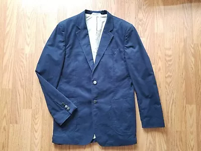 Merona Men's Navy Blue Blazer Sport Coat 2 Button Suit Jacket 38R 100% Cotton  • $25