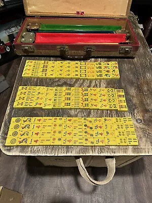 Vintage Mah Jong Bakelite 144 Tile Set With 4 Racks • $125