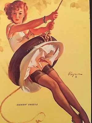 Elvgren PINUP Girl Card -  Swingin - Brown & Bigelow • $5.95