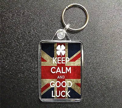 Keep Calm And Good Luck Union Jack Keyring Bag Tag Leaving Gift • £3.50