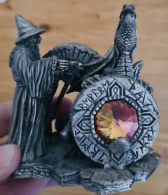 The Mystic Stone By Mark Locker - Pewter Wizard With Dragon • £15