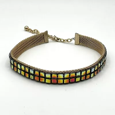 Vintage Multicolor Gold Tone Choker Retro 60s 70s 90s Necklace • $18