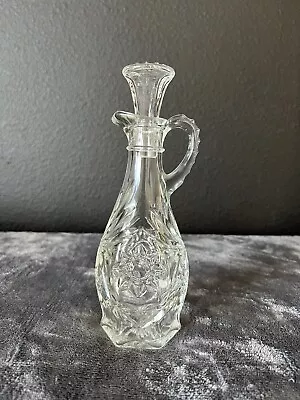 Vintage Anchor Hocking Star Of David Cruet Water Oil Or Vinegar Clear Cut Glass • $9