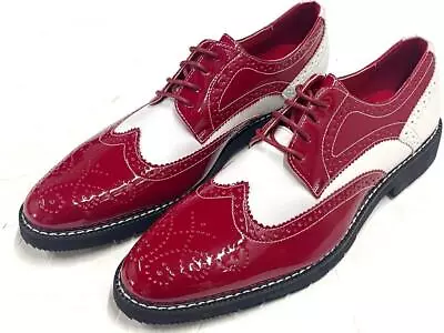 Mens Brogue Patent Gangster Rounded Leather Hip Hop Spat Party Shoes Sz 6-12 • $44.19