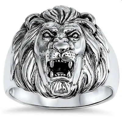 Solid 925 Sterling Silver Men's Lion Ring Sizes 7-12 • $31.49