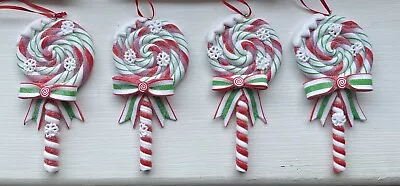 4 Candy Cane Lollipop Christmas Tree Decorations. Peppermint • £15.95