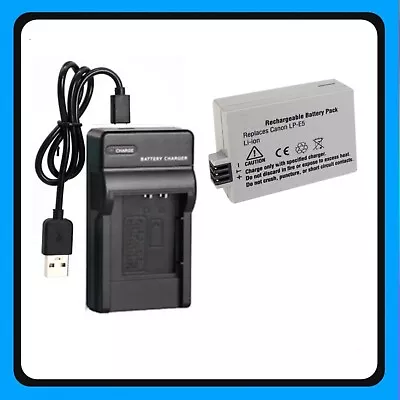 Battery + MiC Charger For Canon LP-E5 EOS 450D 500D 1000D KISS F Rebel XS XSi • $33.10