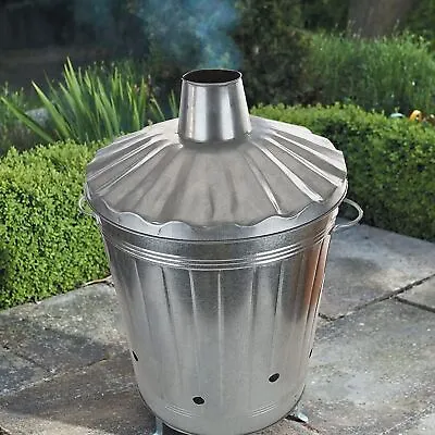 Garden Rubbish Fire Galvanized Incinerator Paper Leaf Waste Burner 3 Sizes • £18.95