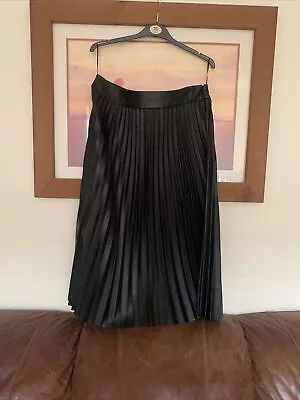 Pleated Faux Leather Skirt By M&S Size 14 • £10