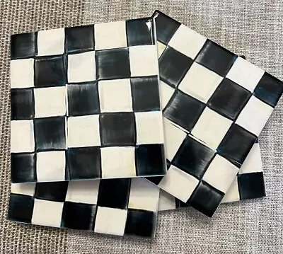 Mackenzie Childs Inspired Black And White Checkered Coasters Set Of 4 • $20