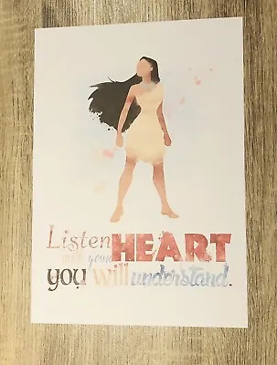 Disney Princess Pocahontas Listen To Heart Picture Print Wall Art Watercolour A4 • $8