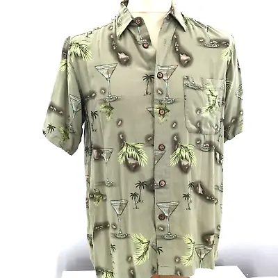 Knightsbridge Martini Glass Graphics Size Medium Button Up Shirt Hawaiian Isles • $12.85