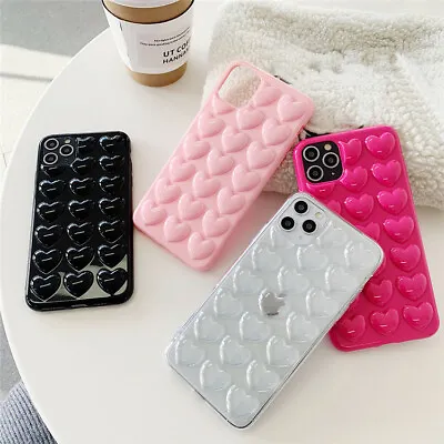 £6.99 • Buy 3D Silver/Candy Colours Bubble Hearts Design Phone Case For IPhones 6-14