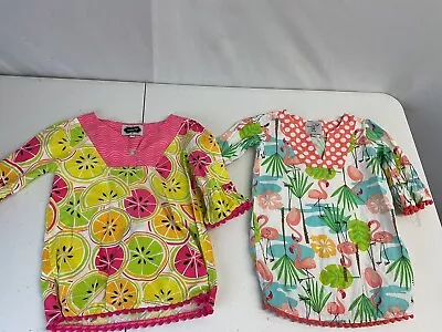 LOt Of 2 Mudpie Girl’s 12-18 Months Cover Up  Dress Tunic Top Flamingos Summer • $9.25