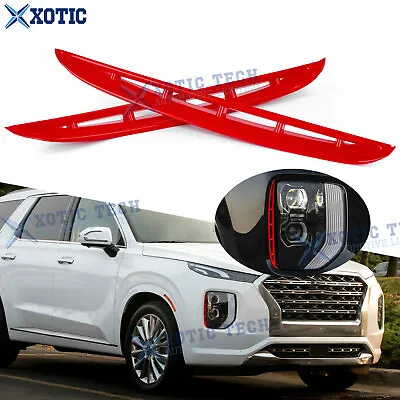 2Pcs Red Front Fog Lamp Light ABS Molding Cover For Hyundai Palisade 2020-2022 • $20.99