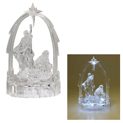 Christmas Light Up Nativity Scene - Acrylic Decoration 19cm • £14.69