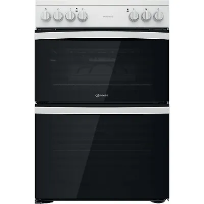 £400.92 • Buy Indesit 60cm Double Oven Electric Cooker - White ID67V9KMW