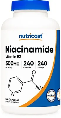 $14.98 • Buy Nutricost Niacinamide (Vitamin B3) 500mg, 240 Capsules - Flush Free, Gluten Free