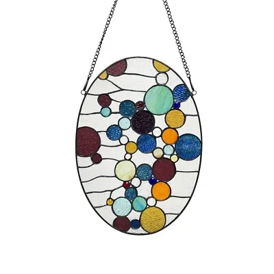 Tiffany Style Stained Glass Hanging Window Panel Geometric  Bubble Design • $159