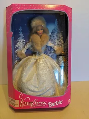 1998 Winter Evening Barbie Special Edition Fur Trim Gown Hat Blonde NIB #19218 • $17