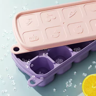 1Pc 8 Cell Food Grade Silicone Mold Ice Grid With Lid Ice Case Tray Making Mold • $3.86