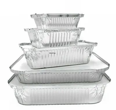 25 X Takeaway Foil Containers Box With Lids Home Takeaway Foil Trays 5 Sizes MP • £5.90