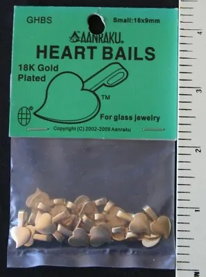 25 Small 18k Gold Plated AANRAKU Heart Shaped Bails Scrabble Glass Polymer • $16.80