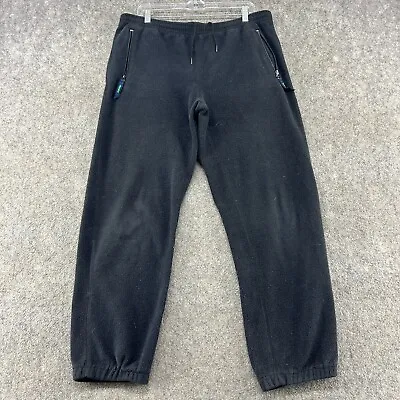 VINTAGE Eddie Bauer Pants Mens Medium Black Sweat Fleece Ebtek Hike USA Made 90s • $22.45