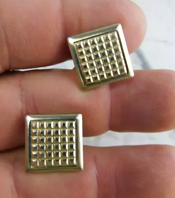 Vintage Art Deco 1960's Gold-Tone Square Cufflinks Mid Century Modern Retro • $10.99