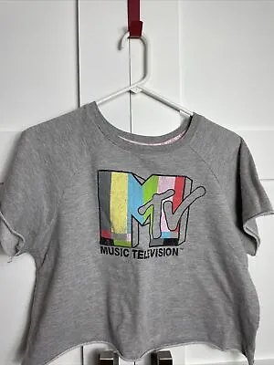 MTV Graphic Women's Half Shirt Vintage-Style Midriff Cropped T-Shirt Sz M B34 • $9.90