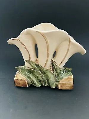 McCOY Pottery Vintage 1940’s Triple White Calla Lily Easter Lily Vase • $34