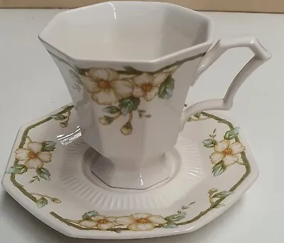 Vintage Nikko Classic Collection Dogwood Pattern Cup & Saucer Cl970-84 Octagonal • $14