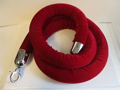 1Pc Velvet Rope Control Queue Line Barrier-Red Silver 6.5' NO ENTRY 2  Thick • $14