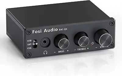 New Fosi Audio Q4 Mini Stereo DAC Speaker Headphone Amplifier 24Bit/192KHz Amp • £48.90