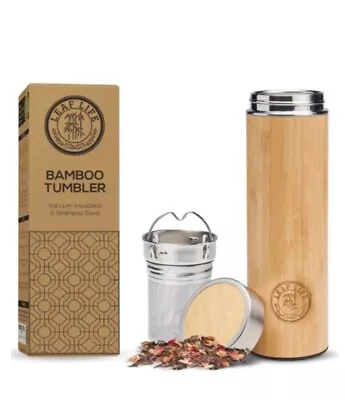 Leaf Life Bamboo Tumbler W/ Tea Infuser 17 Oz New In Box Hot & Cold For 12 Hours • $18