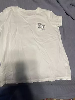 Vineyard Vines Girls Large White Pocket T-shirt Happy Easter L  (Sz 14) • $9.99