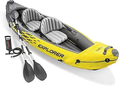 Intex Explorer K2 Inflatable 2 Person Outdoor Kayak Set With Oars And Hand Pump • £112.99