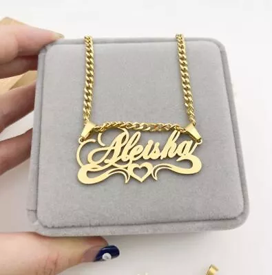 Personalised Name Necklace 21K Gold Plated With Custom Chain Gift In All FONTS • £7.56