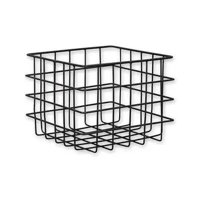 Square Black Metal Wire Storage Basket For Food Or Stationary Organisation • £9