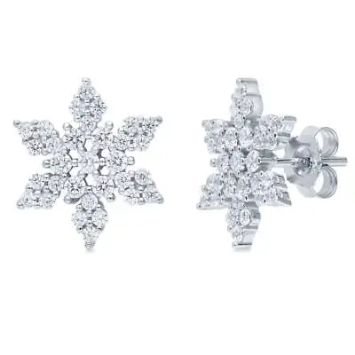 $27.92 • Buy BERRICLE Rhodium Plated Sterling Silver Snowflake CZ Fashion Stud Earrings