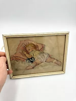 Vintage 1930s Pastel Print Litho BABY SLEEPING  Dreams  By Maud Tousey Fangel • $29.99