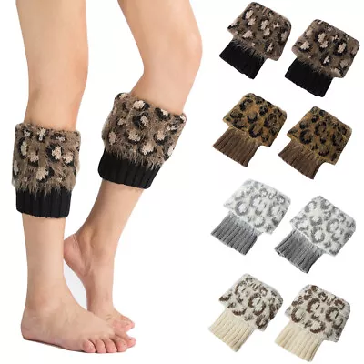 Women Animal Leopard Printed Boot Cuffs Short Socks Knitted Leg Warmers MX040 • $11.97