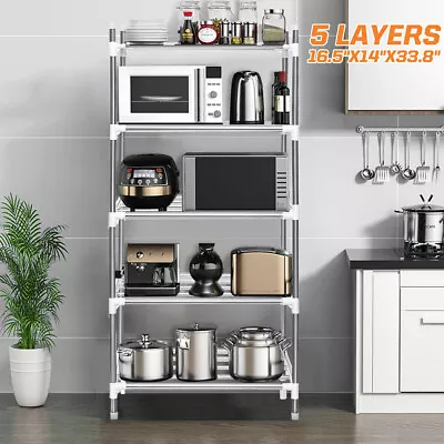 5 Tier Chrome Pan Stand Saucepan Pot Rack Kitchen Organiser Shelf Holder Storage • £14.99