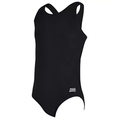 Zoggs Girls Cottesloe Black Sports Back Swimsuit Age 5-6 7-8 9-10 11-12 • £9.97